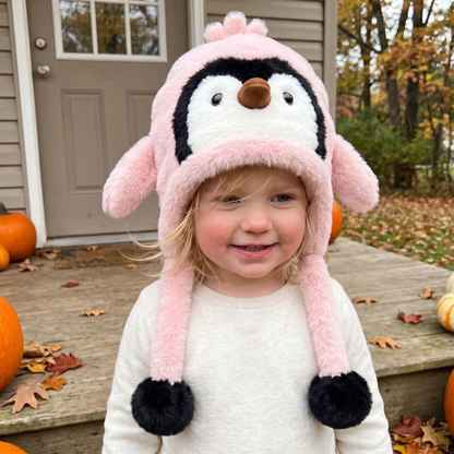 Lilo Penguin Plush Winter Hat - Pink