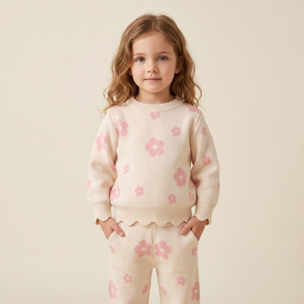 Lilo Floral Knit Jumper and Trouser Set - Pink Floral
