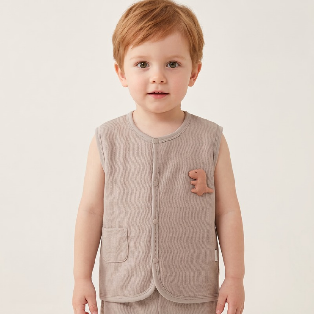 Lilo Double Layer Cotton Vest - Taupe