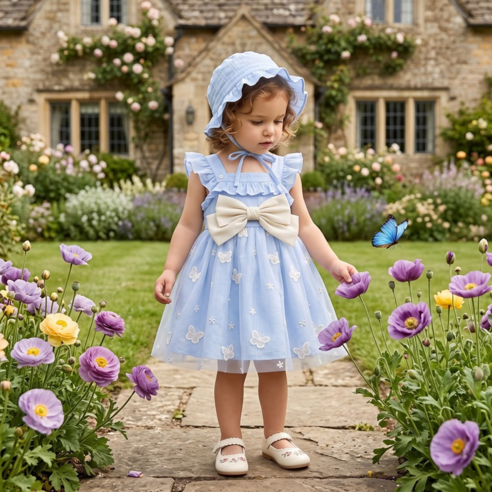 Lilo Floral Pastoral Princess Dress - Blue