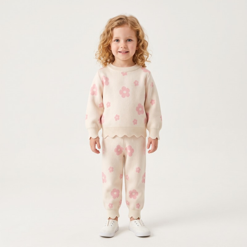 Lilo Floral Knit Jumper and Trouser Set - Pink Floral