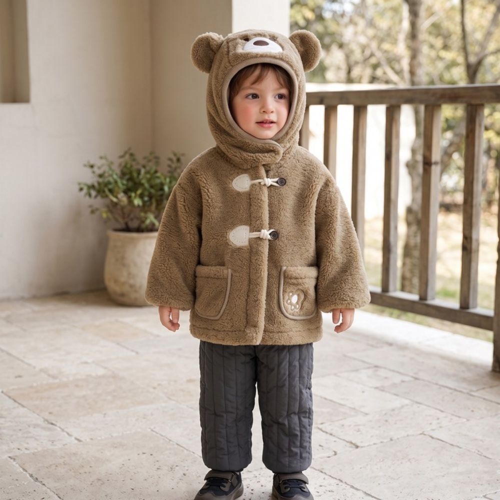 Lilo Penguin and Bear Fleece Jacket - Brown Bear