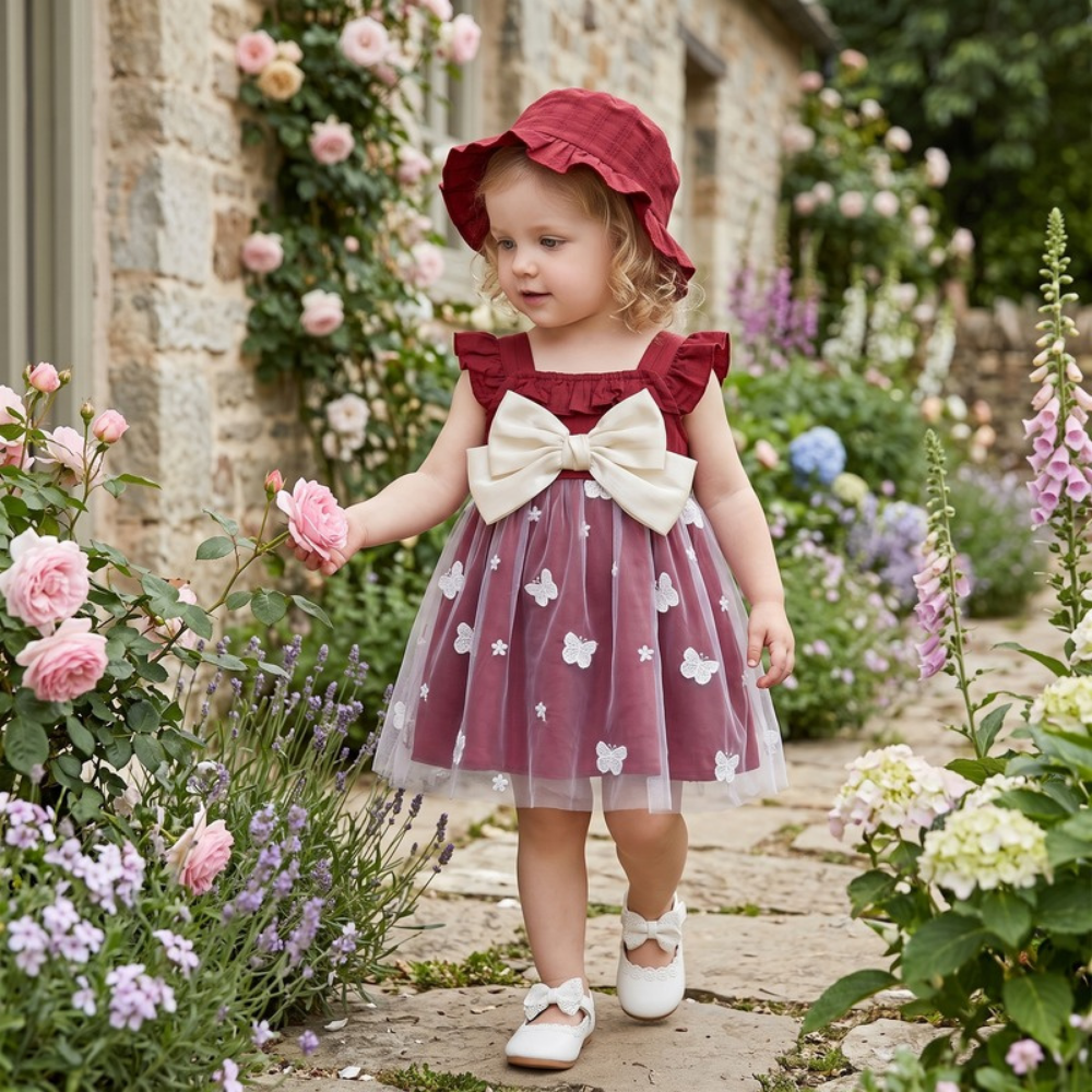Lilo Floral Pastoral Princess Dress - Burgundy