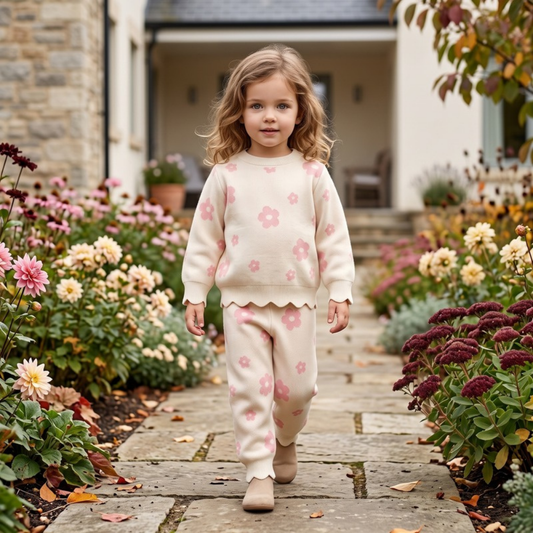Lilo Floral Knit Jumper and Trouser Set - Pink Floral