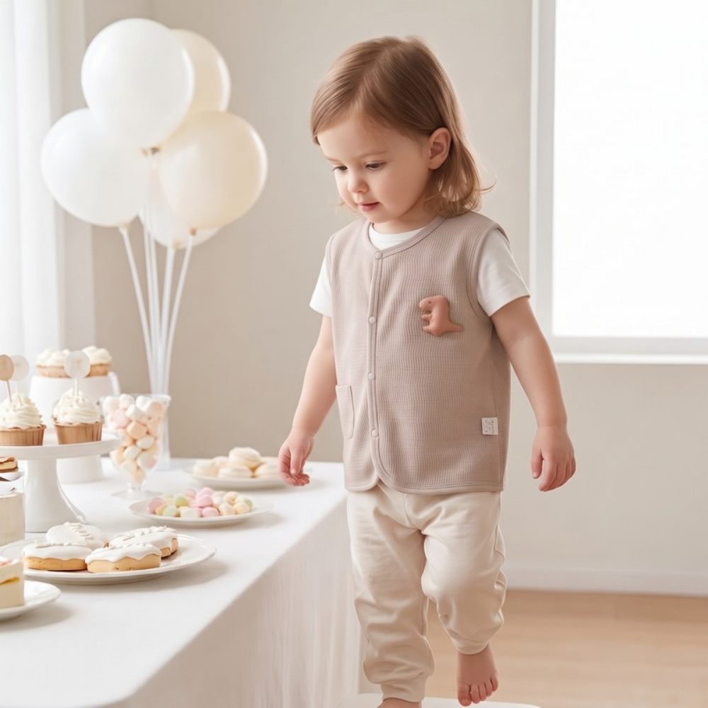 Lilo Double Layer Cotton Vest - Taupe