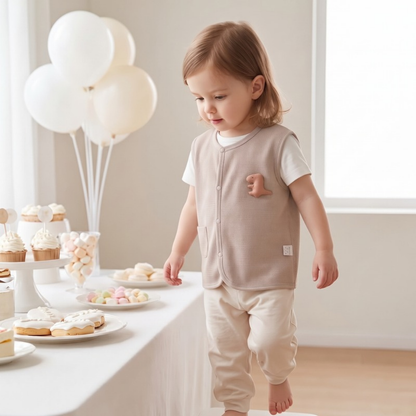 Lilo Double Layer Cotton Vest - Taupe