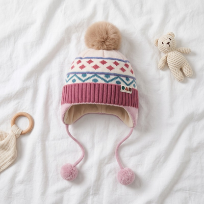 Lilo Fair Isle Ear Flap Hat - Rose Pink