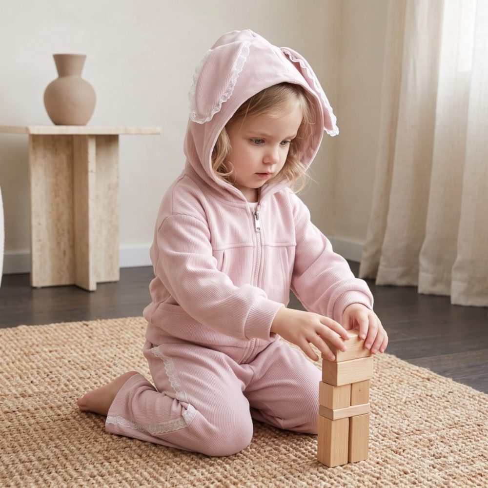 Lilo Bunny Ear Hoodie Set - Pink