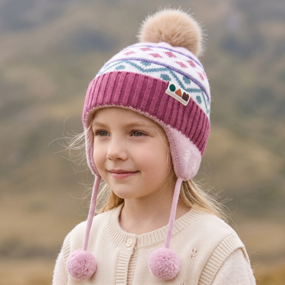 Lilo Fair Isle Ear Flap Hat - Rose Pink