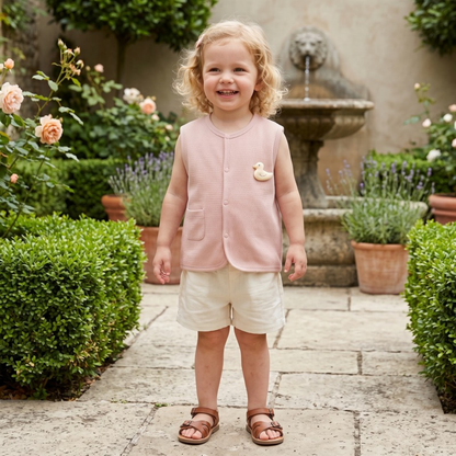 Lilo Double Layer Cotton Vest - Pink