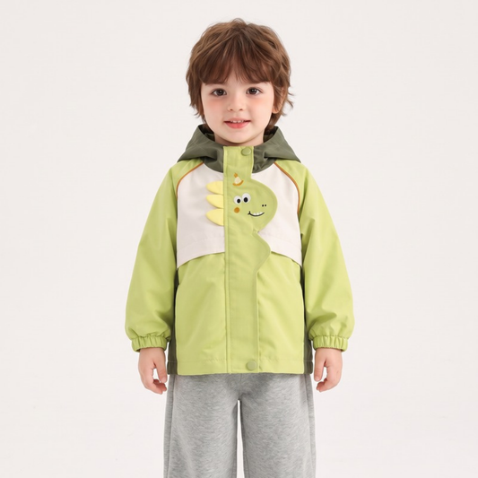 Lilo Kids Waterproof Jacket - Green Dinosaur