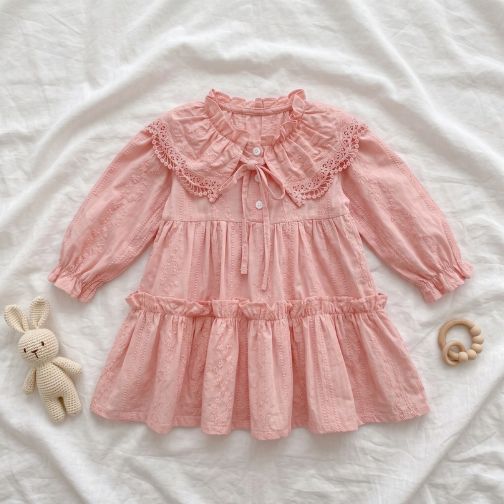 Lilo French Lace Collar Dress - Pink