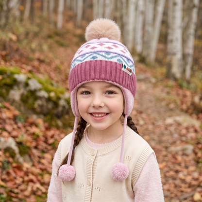 Lilo Fair Isle Ear Flap Hat - Rose Pink