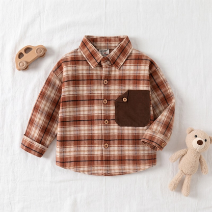 Lilo Harbor Boys Plaid Shirt - Rust Plaid