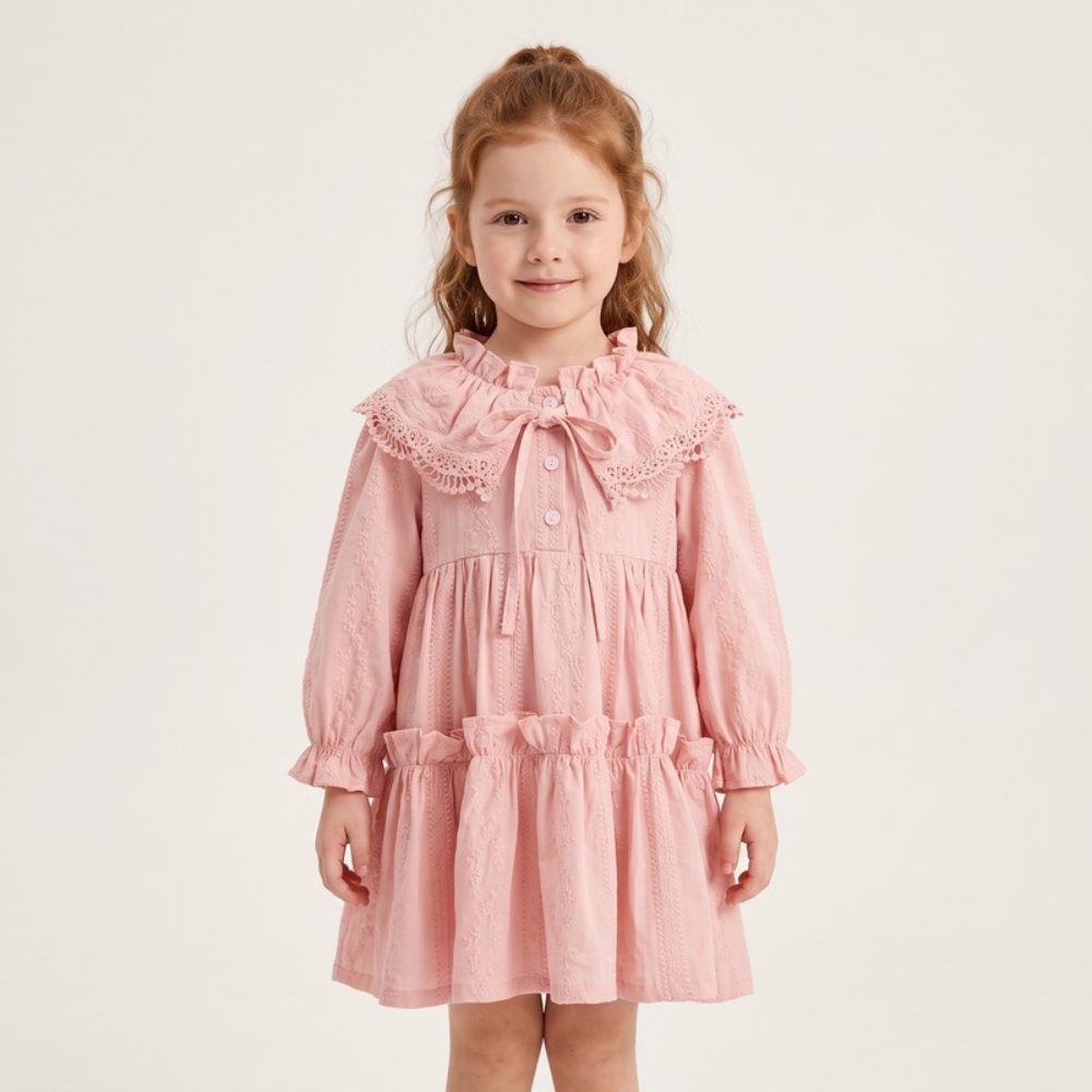 Lilo French Lace Collar Dress - Pink