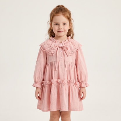 Lilo French Lace Collar Dress - Pink