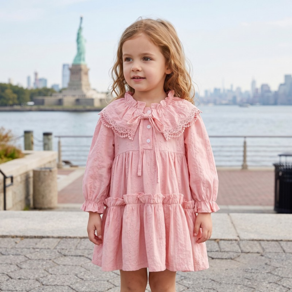 Lilo French Lace Collar Dress - Pink