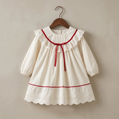 Lilo Long Sleeve Romper Dress - Cream Dress