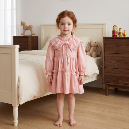 Lilo French Lace Collar Dress - Pink