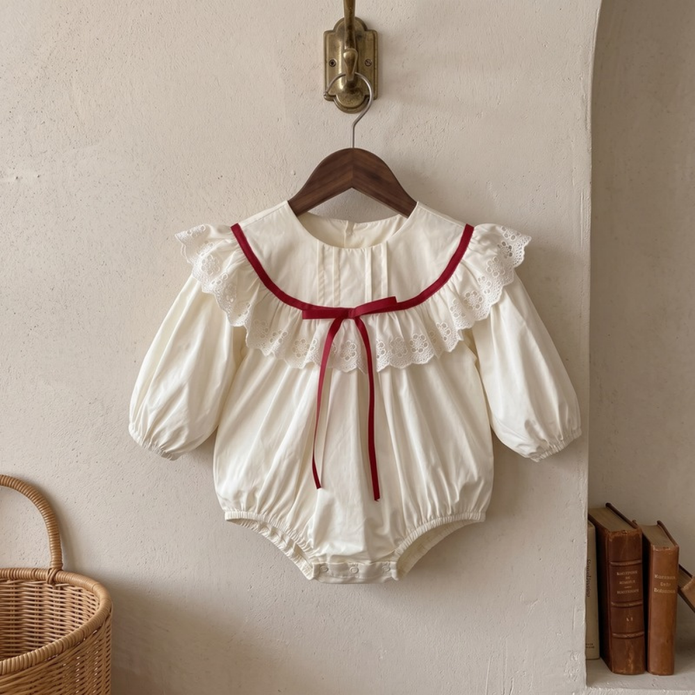Lilo Long Sleeve Romper Dress - Cream Romper