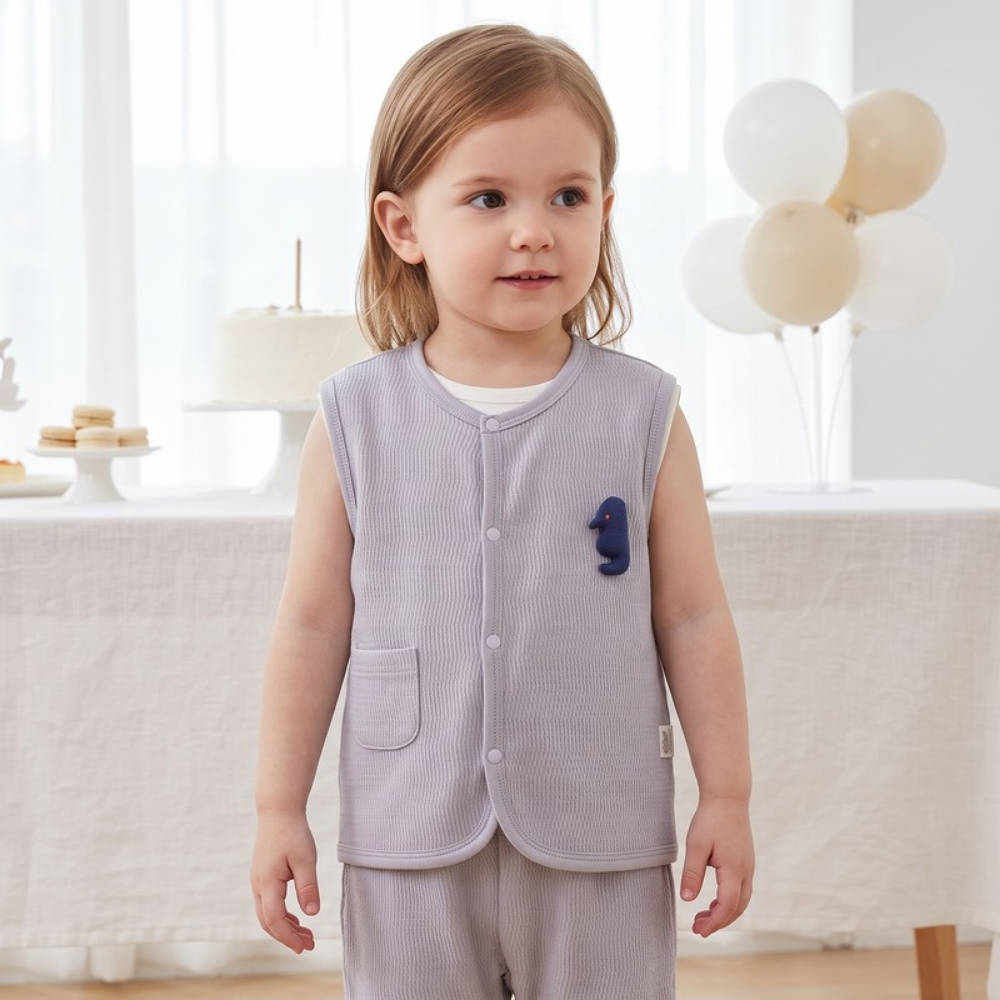 Lilo Double Layer Cotton Vest - Lavender Grey