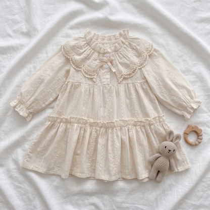 Lilo French Lace Collar Dress - Apricot