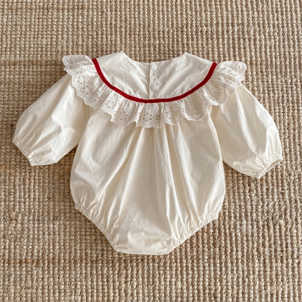 Lilo Long Sleeve Romper Dress - Cream Romper