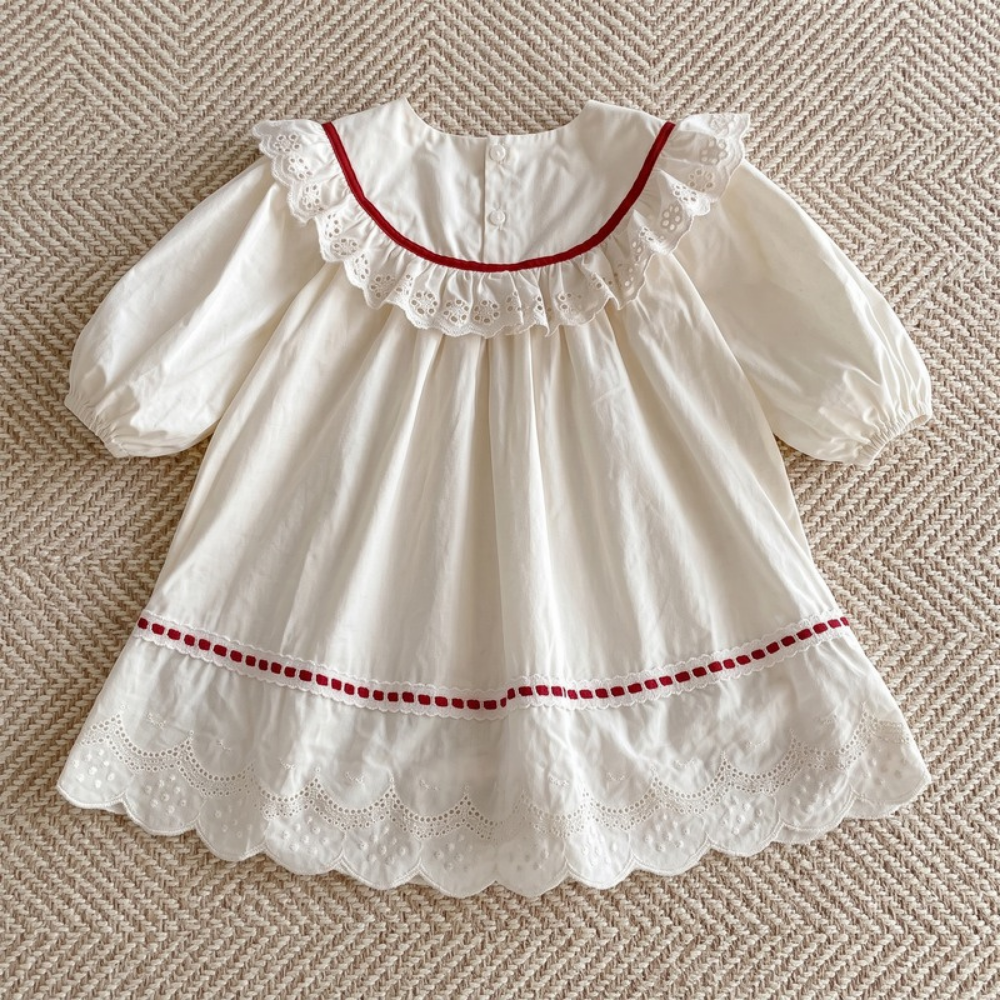 Lilo Long Sleeve Romper Dress - Cream Dress