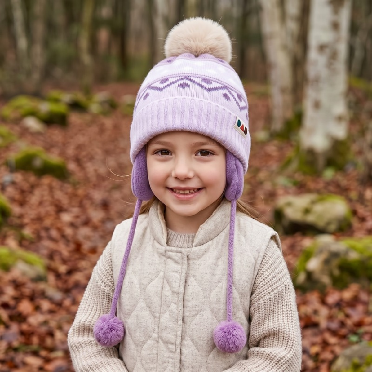 Lilo Fair Isle Ear Flap Hat - Lilac