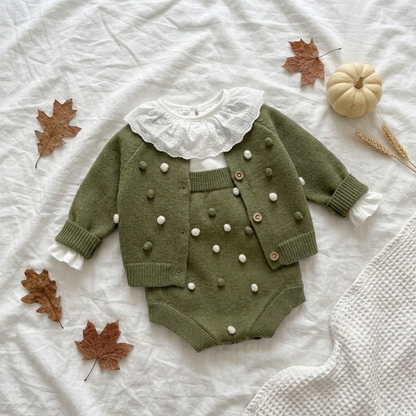 Lilo Pom Pom Cardigan and Shorts Set