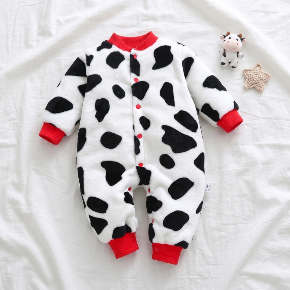 Lilo Thickened Baby Sleepsuit - Cow Print