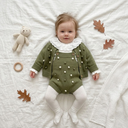 Lilo Pom Pom Cardigan and Shorts Set