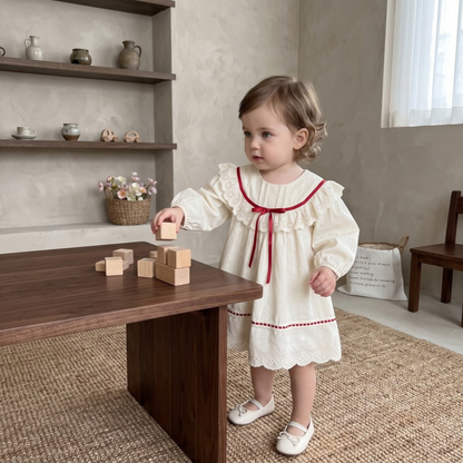Lilo Long Sleeve Romper Dress - Cream Dress