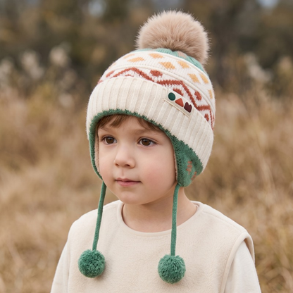 Lilo Fair Isle Ear Flap Hat - Cream and Green