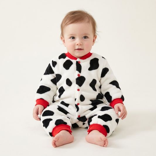 Lilo Thickened Baby Sleepsuit - Cow Print