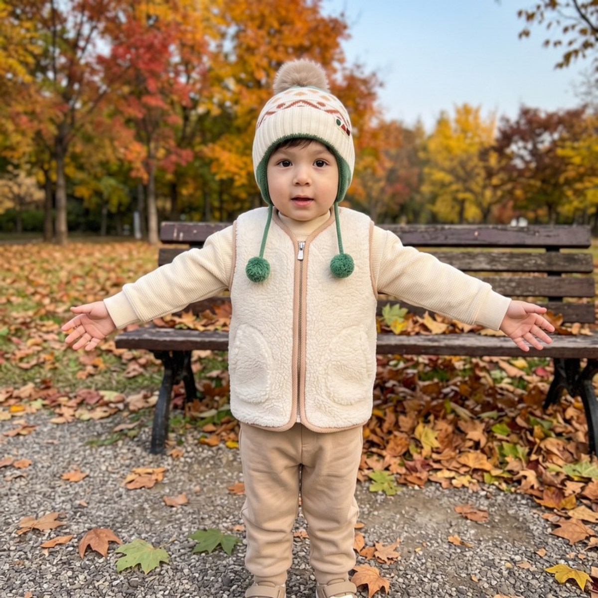 Lilo Fair Isle Ear Flap Hat - Cream and Green