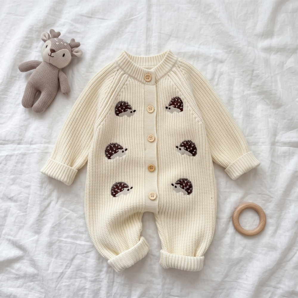 Lilo Knitted Newborn Romper - Cream