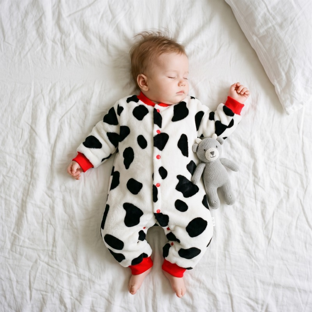 Lilo Thickened Baby Sleepsuit - Cow Print