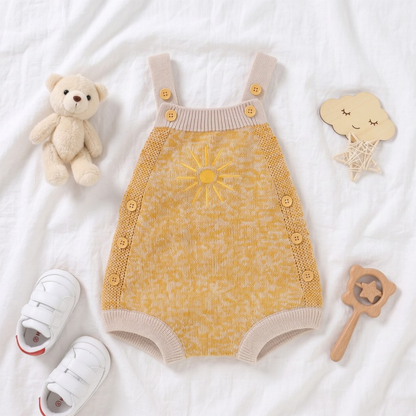 Lilo Sunflower Knit Strap Romper - Yellow