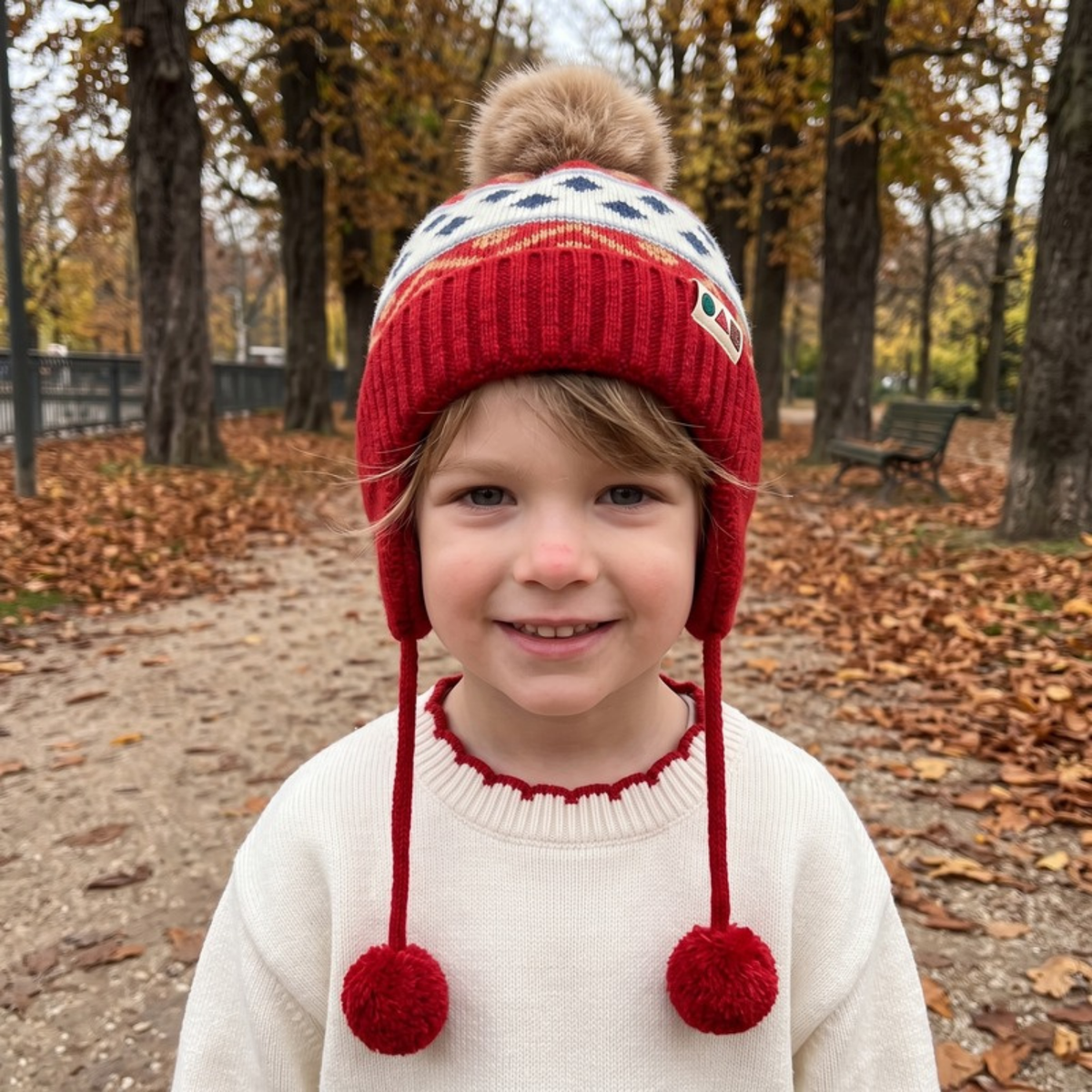 Lilo Fair Isle Ear Flap Hat - Red