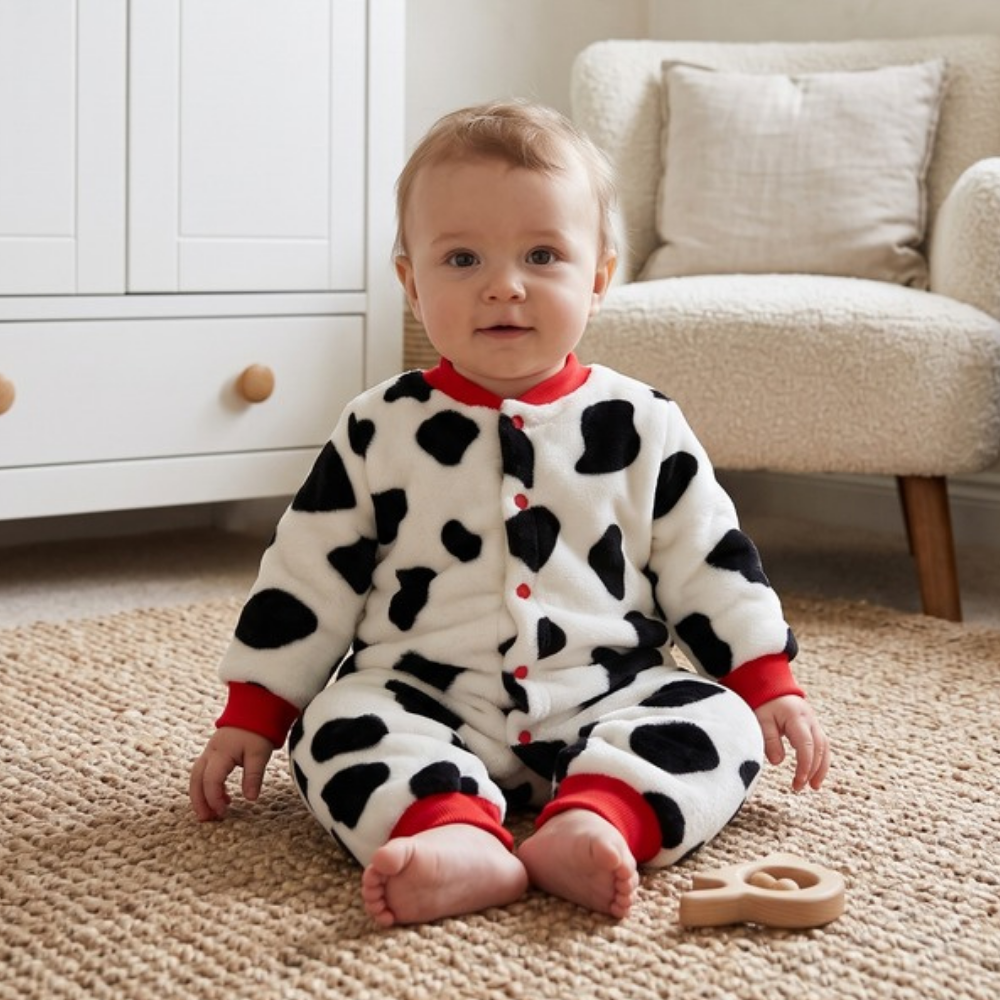 Lilo Thickened Baby Sleepsuit - Cow Print
