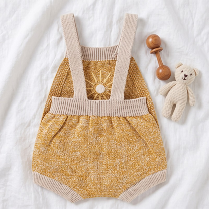Lilo Sunflower Knit Strap Romper - Yellow