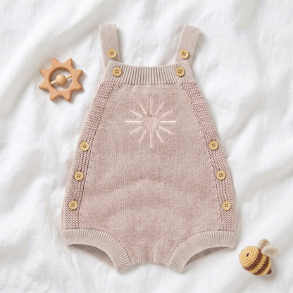 Lilo Sunflower Knit Strap Romper - Pink