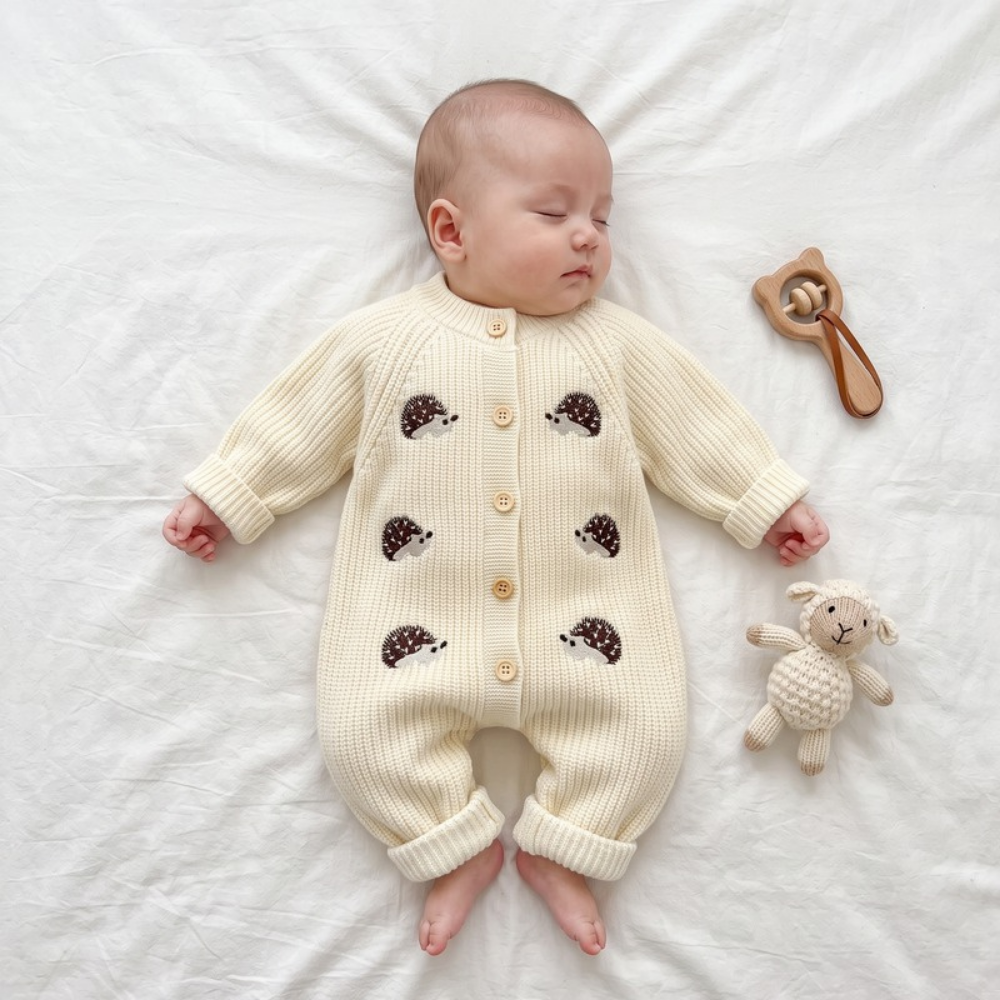 Lilo Knitted Newborn Romper - Cream