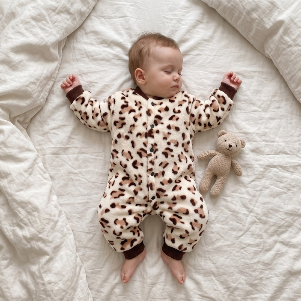 Lilo Thickened Baby Sleepsuit - Leopard Print
