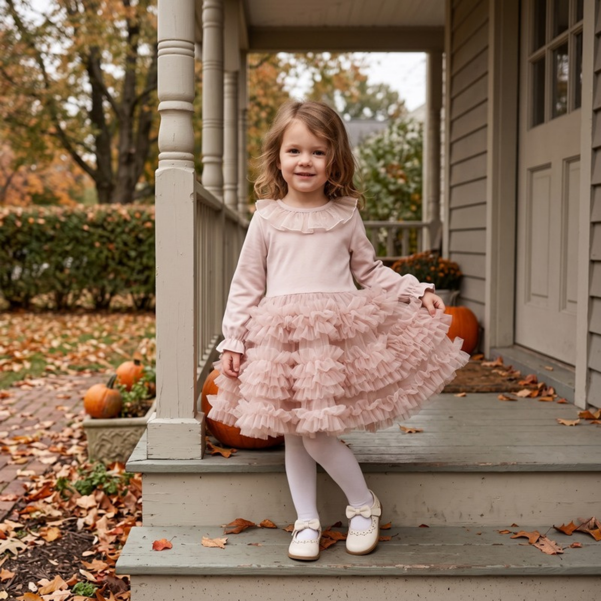 Lilo Long Sleeve Tulle Tutu Dress - Dusty Pink