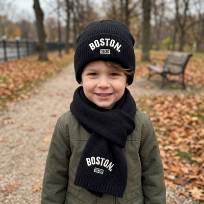 Lilo Knit Hat and Scarf Set - Black
