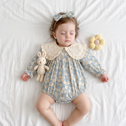 Lilo Cotton Romper and Dress Set - Blue Daisy Romper