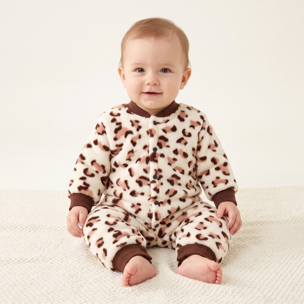 Lilo Thickened Baby Sleepsuit - Leopard Print