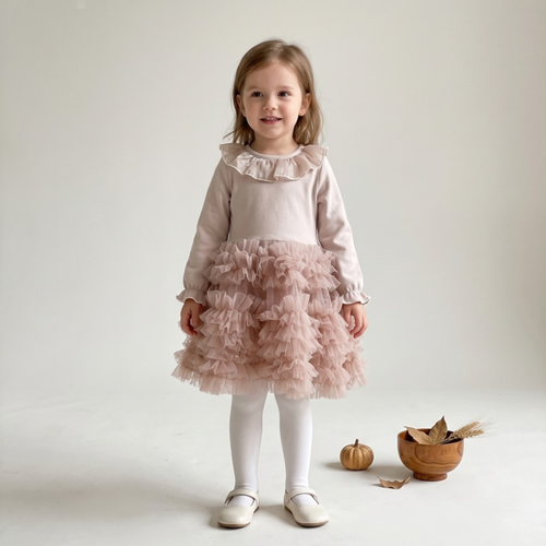 Lilo Long Sleeve Tulle Tutu Dress - Dusty Pink